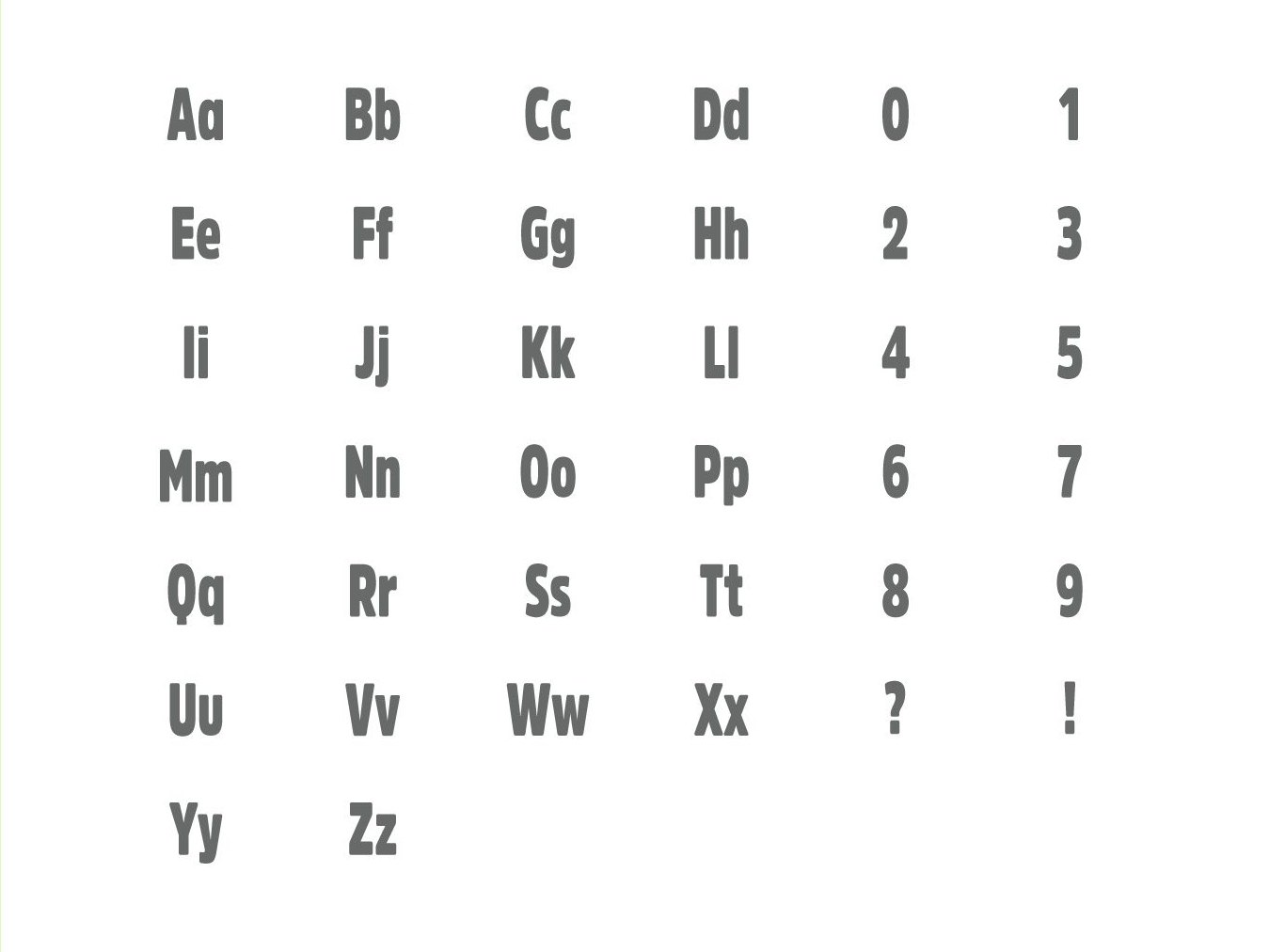 The Fritz alphabet and figures from the Adventure Park guidelines