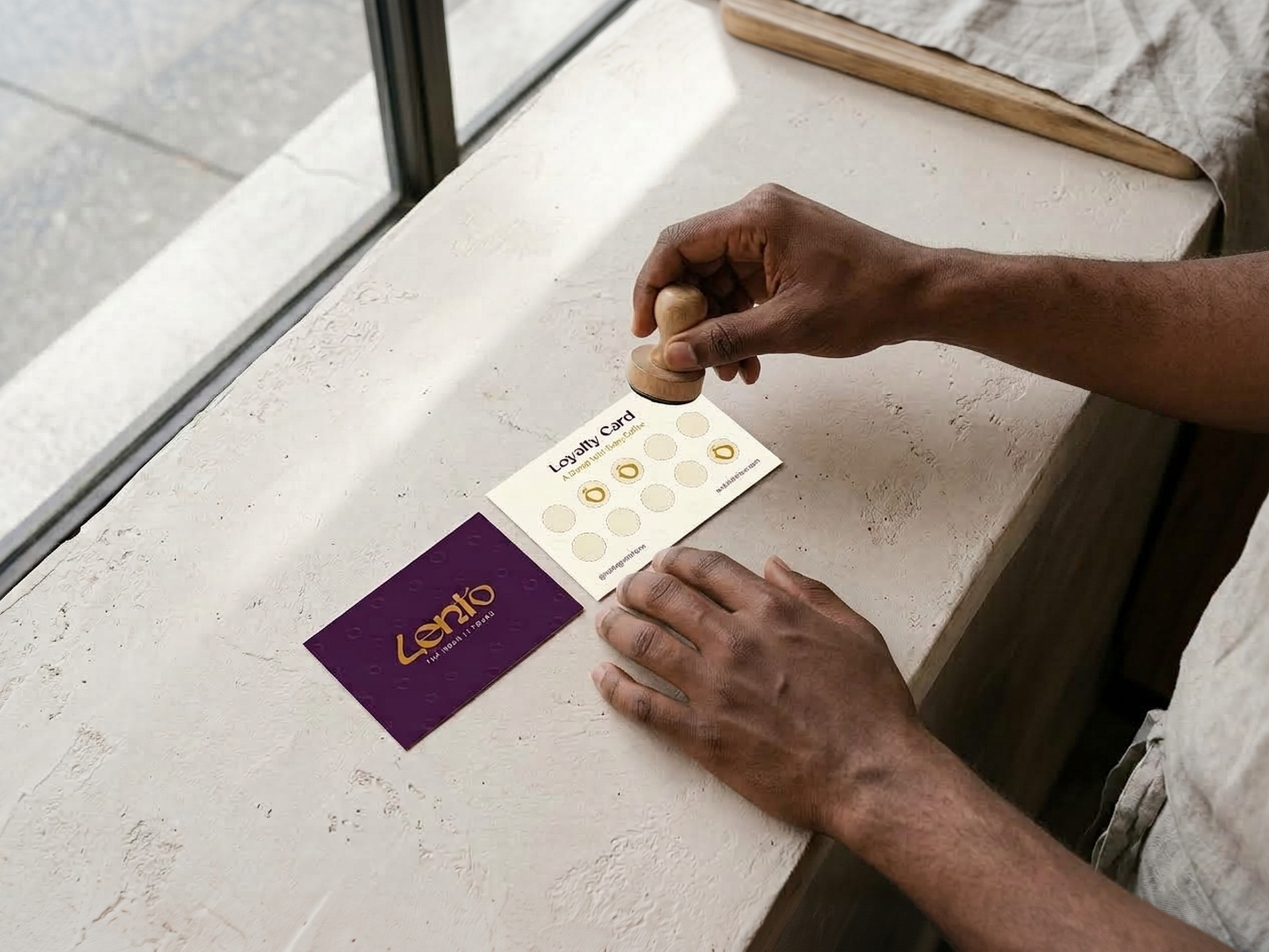 The Lento loyalty card stamped by hand