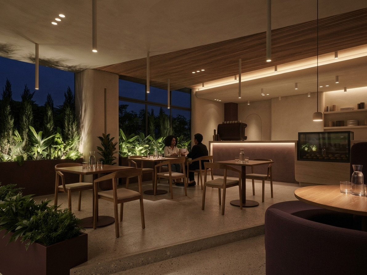 The Lento lounge in the evening