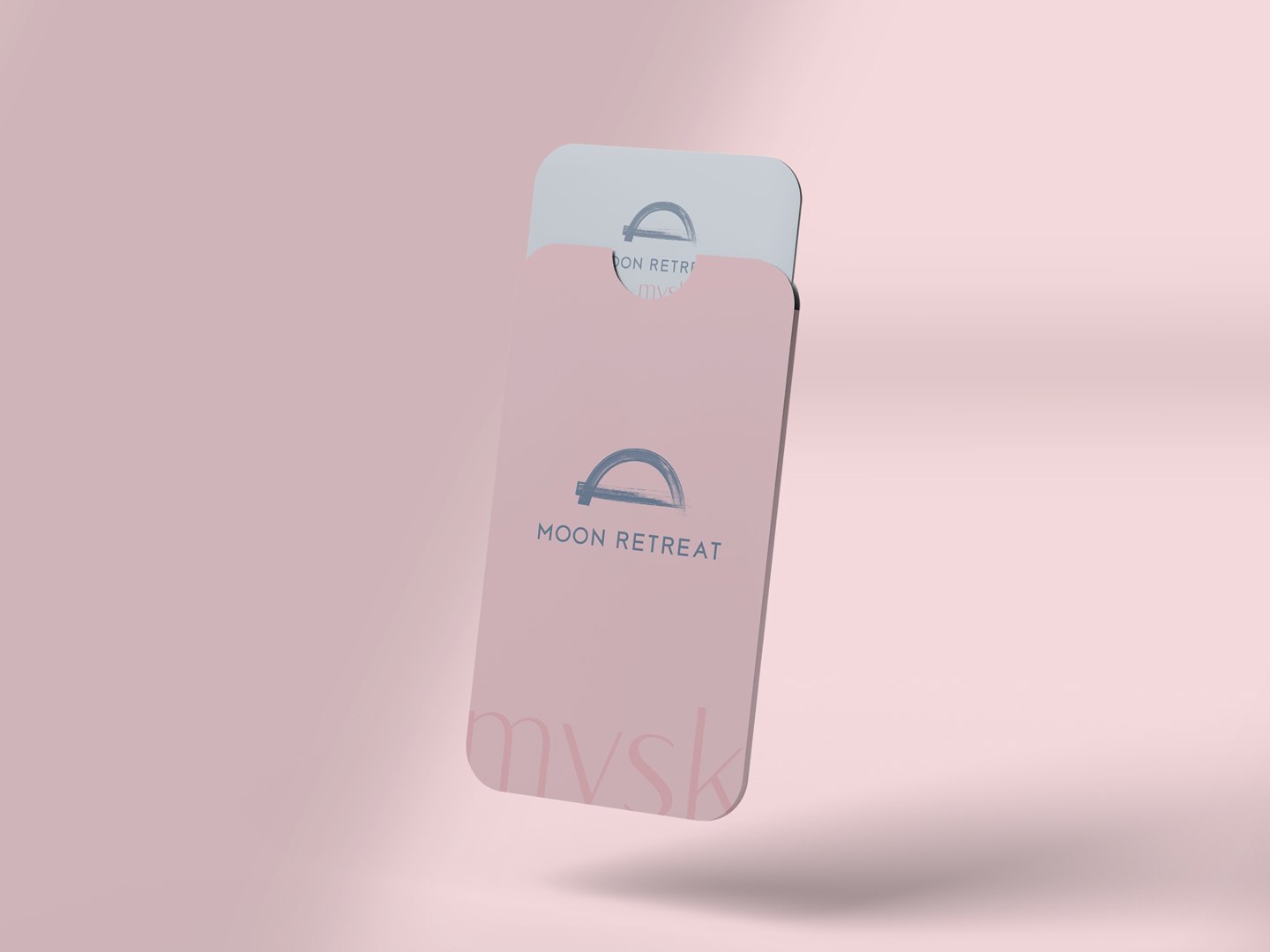 A key card half drawn from a pink sleeve, both carrying the mark