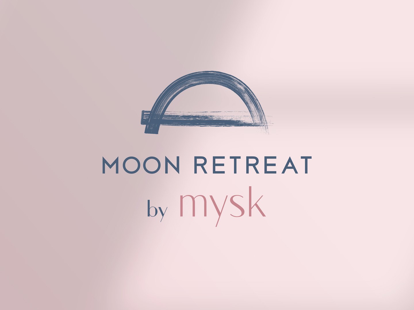 The Moon Retreat lockup on pale pink with soft window shadows